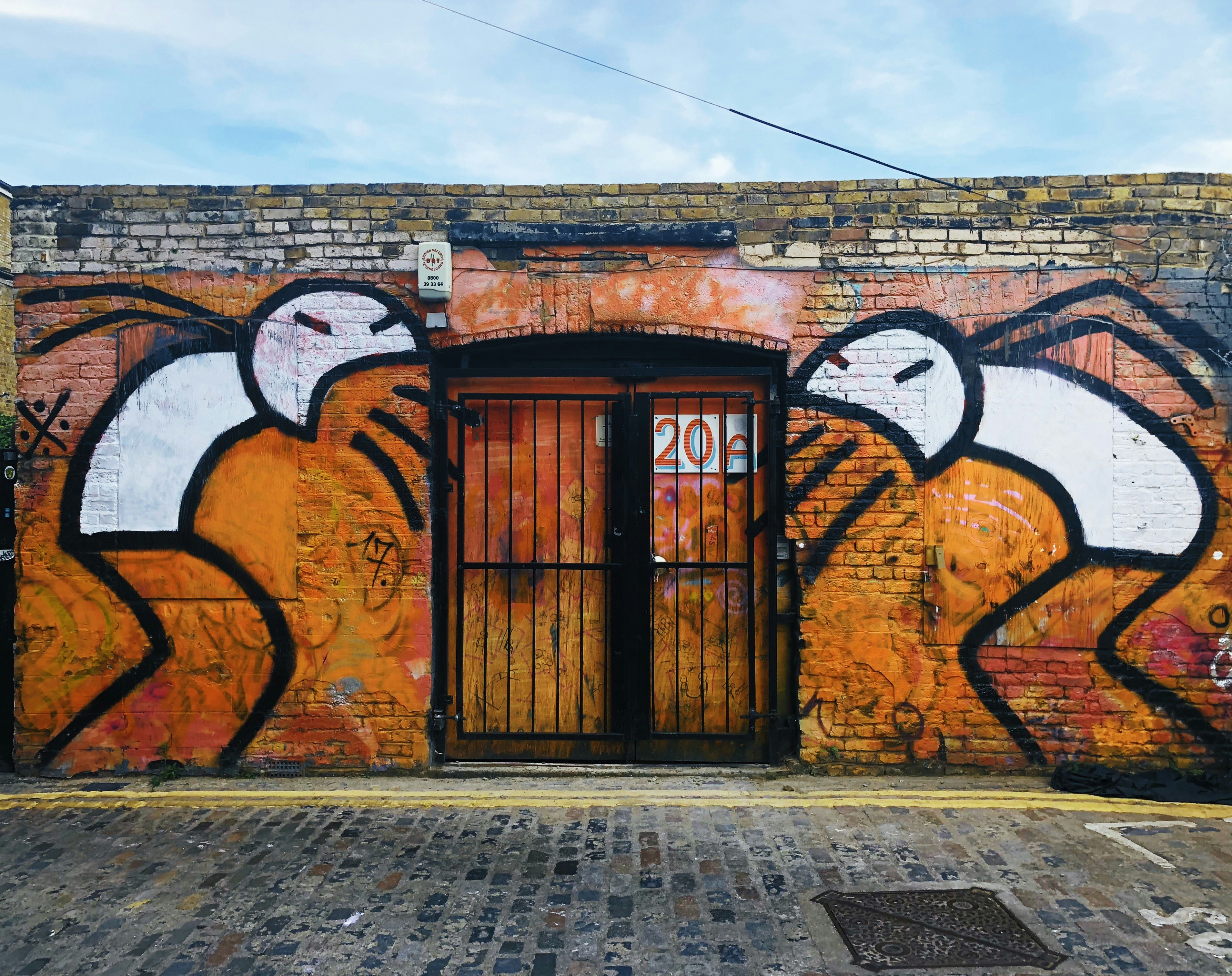 orange and black mural wall